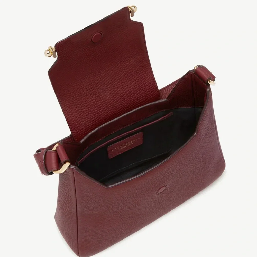 Strathberry Luxurious Burgundy Shoulder Bag with Gold Detail - Picture 4 of 9